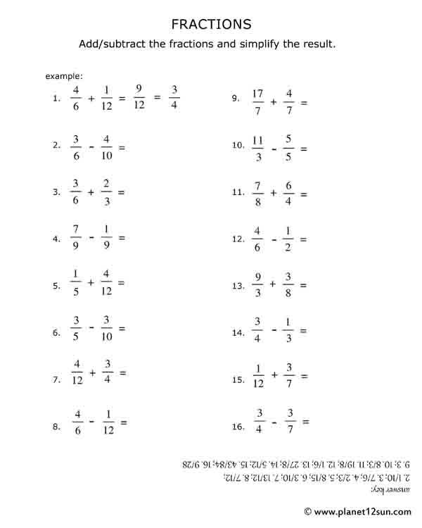 add subtract fractions