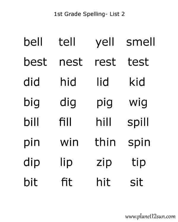 1st grade-list 2