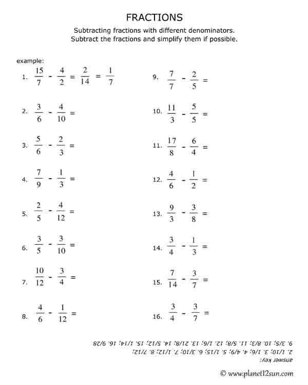 subtracting fractions